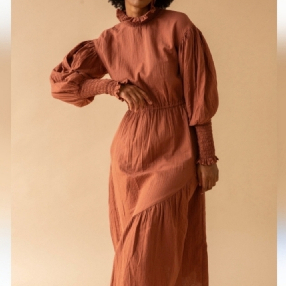 Atelier Delphine Kohaku Dress In Brick Brown